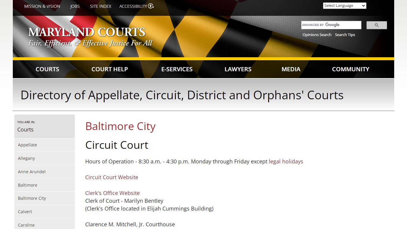 Baltimore City | Maryland Courts